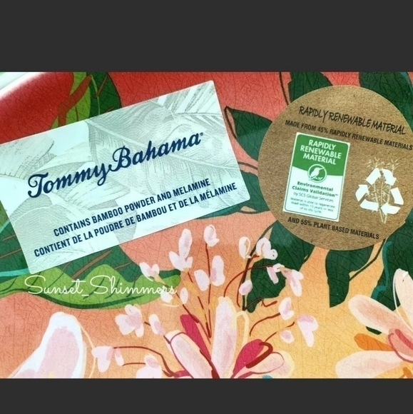 𝅺4PC Set Tommy Bahama Tropical Hibiscus Flowers Eco Melamine Dinner Plates New - Picture 5 of 6